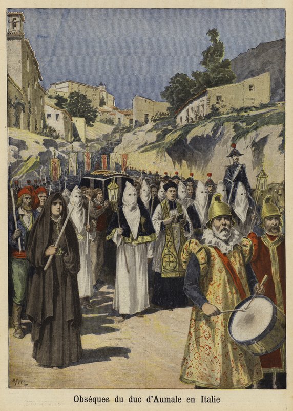 Begravning av hertigen av Aumale, Italien, 1897 av French School