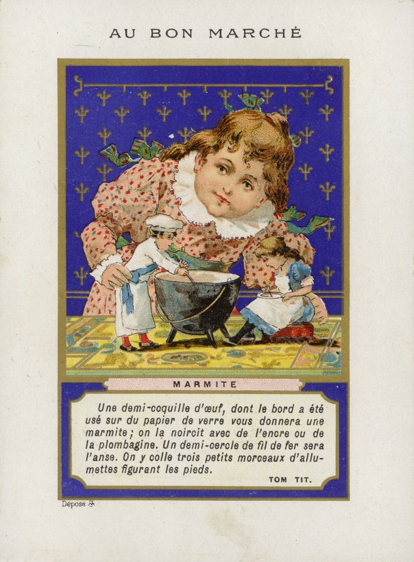 Flicka som leker med dockor och mixerskål, Marmite av French School