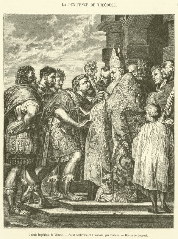 Imperial Gallery of Wien, Saint Ambrose and Theodosius (gravyr) av French School