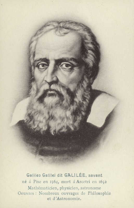 Galileo Galilei (1564-1642), italiensk fysiker, matematiker och astronom (litografi) av French School