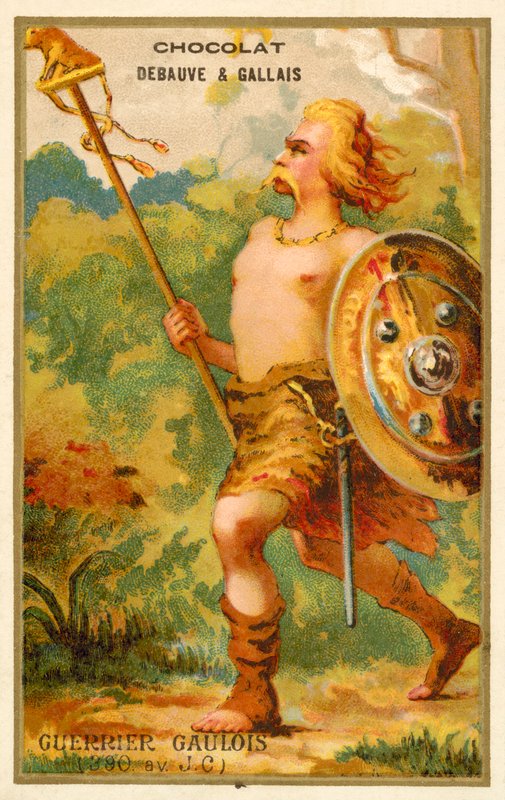 Gallisk krigare, 390 f.Kr. (chromolitho) av French School
