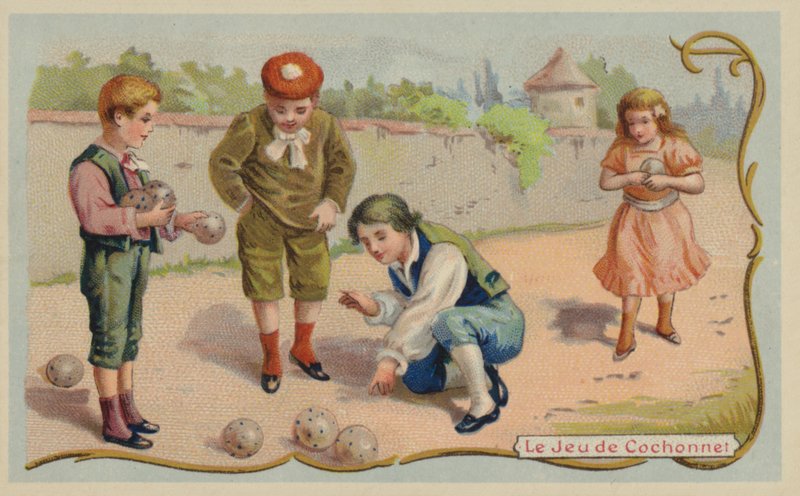 Omgång boule eller petanque (chromolitho) av French School