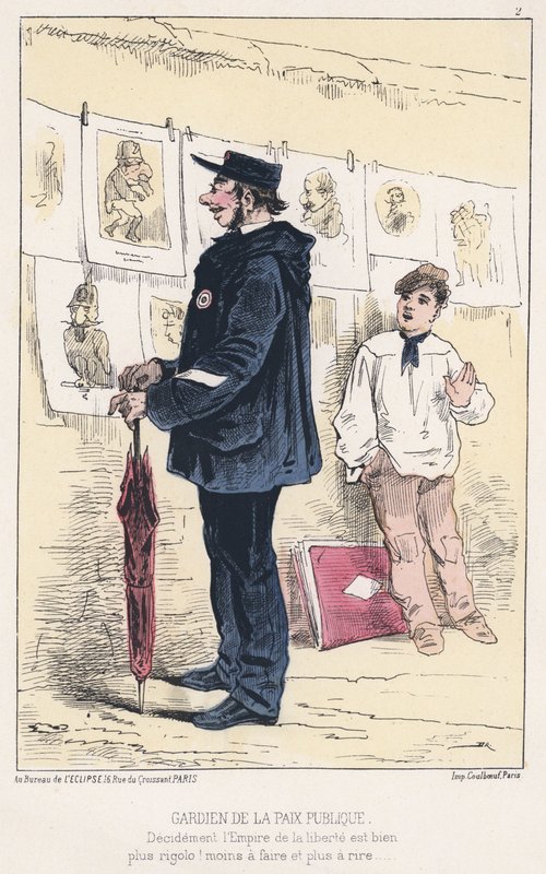 Guardian of the Public Peace (färgad gravyr) av French School