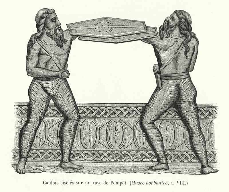 Galler mejslade på en vas från Pompeji (gravyr) av French School