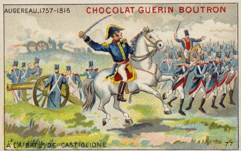 General Augereau vid slaget vid Castiglione (chromolitho) av French School
