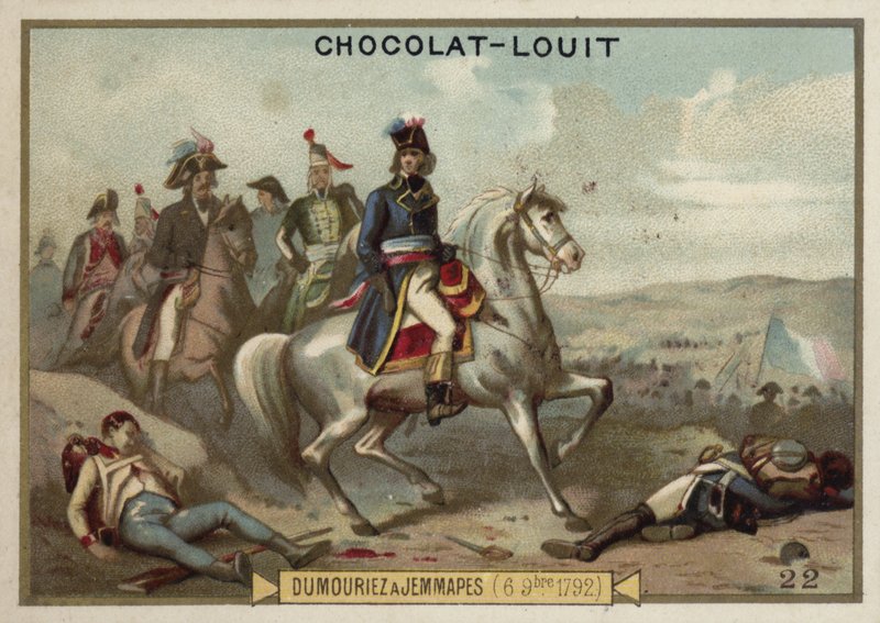 General Dumouriez vid slaget vid Jemappes, 6 november 1792 av French School