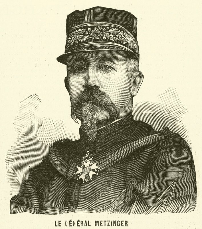 General Leon Frederic Hubert Metzinger, fransk soldat (gravyr) av French School