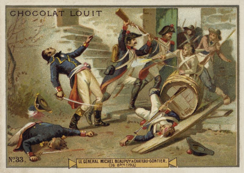 General Michel de Beaupuy sårad vid Chateau-Gontier, Vendee-upproret, franska revolutionen, 26 oktober 1793 av French School
