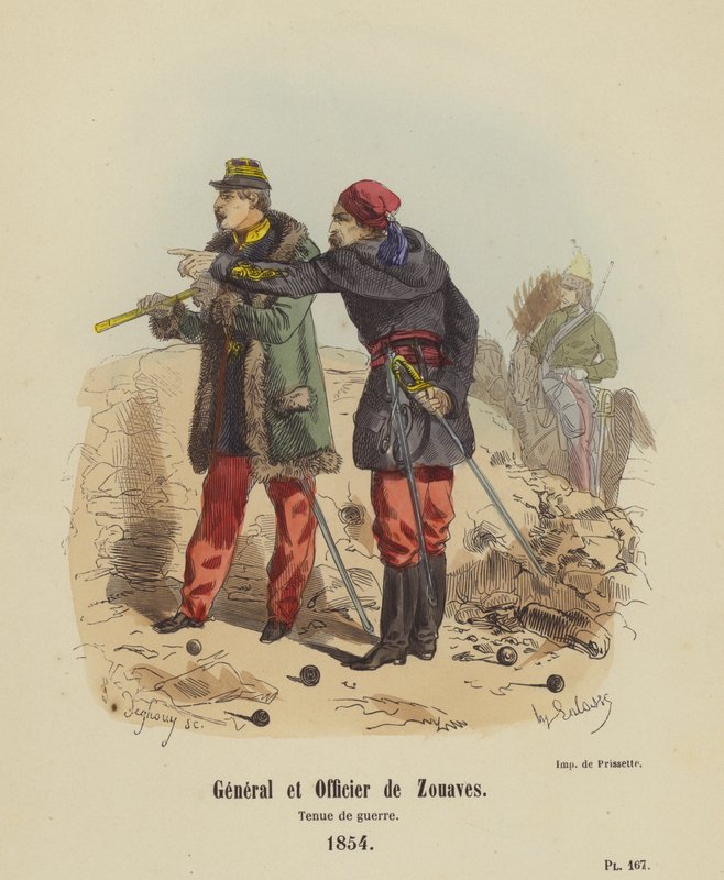 General och officer av zouavorna, krigsklänning av French School