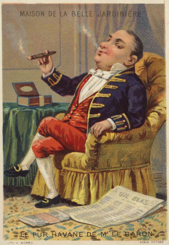 Gentleman som röker cigarr av French School