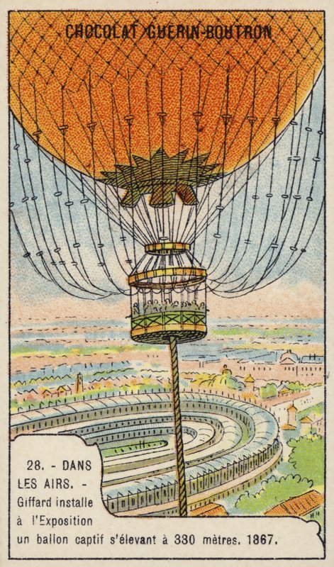 Giffards tjudrade ballong vid den internationella utställningen, Paris, 1867 av French School