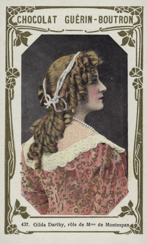 Gilda Darthy, rollen av Madame de Montespan (färgad bild) av French School