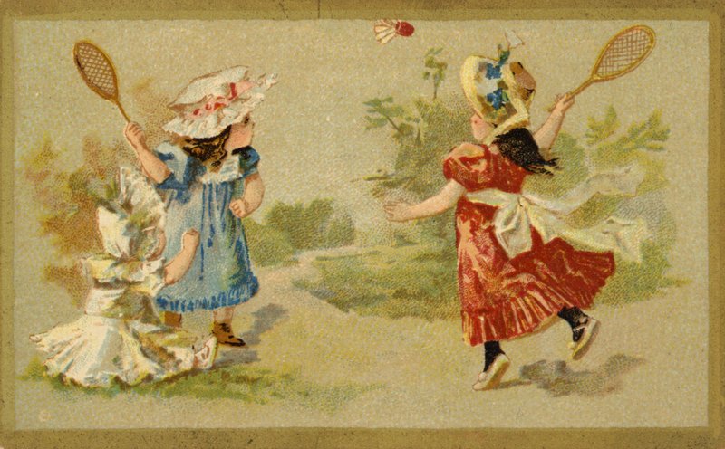 Flickor som spelar fjäderboll av French School