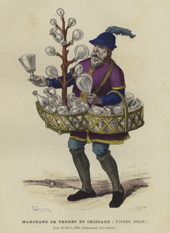 Glas- och kristallsäljare, 1400-talet av French School