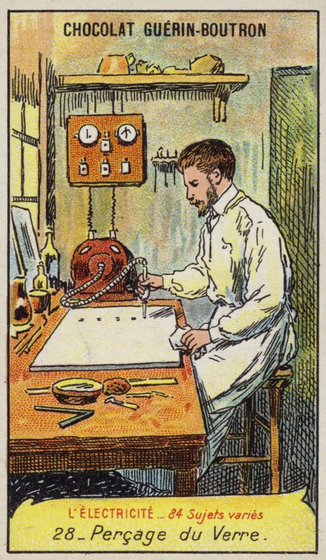 Glasborrning (chromolitho) av French School