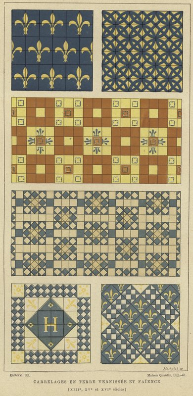 Glaserade lergods och fajansplattor, 1200-, 1400- och 1500-tal av French School