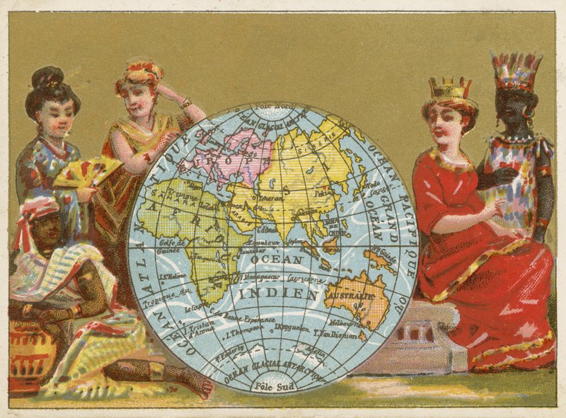 Globe - franskt handelskort från 1800-talet av French School