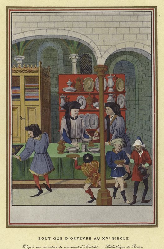 Guld- och silversmedsbutik, 1400-tal av French School