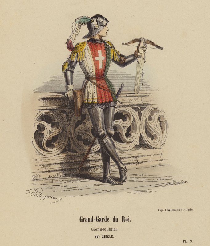 Grand Guard of the King, Crennequinier, XVth Century (färgad gravyr) av French School