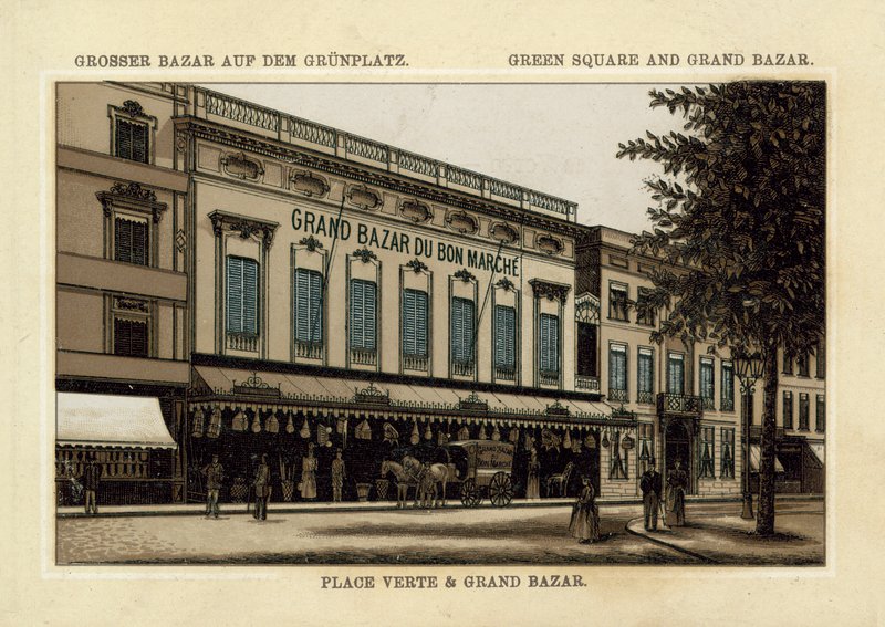 Grand Market Bazaar, Green Square, Antwerpen (chromolitho) av French School