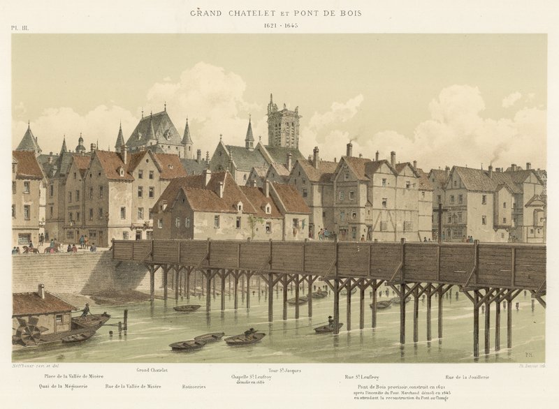 Stora chatelet och träbron, 1621-1645 av French School
