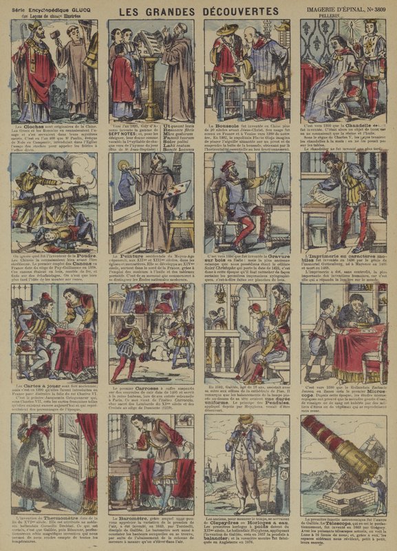 Stora upptäckter (färg litho) av French School