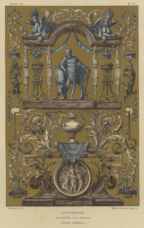 Grotesk designad av Jean Berain, 1600- eller 1700-talet av French School
