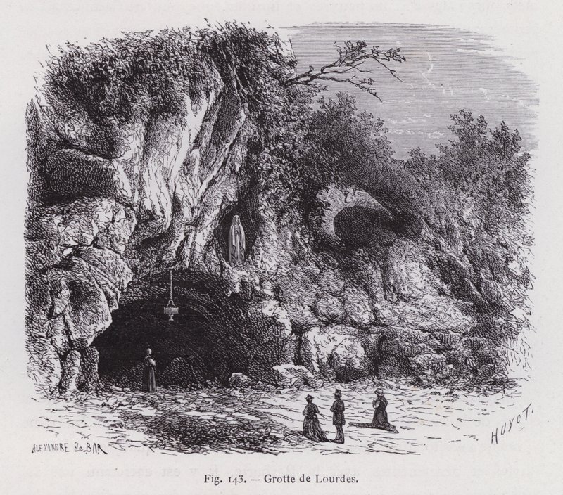 Lourdes grotta (gravyr) av French School