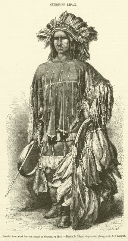 Lipan-krigare som dog i strid i Mexiko, 1842 (gravyr) av French School