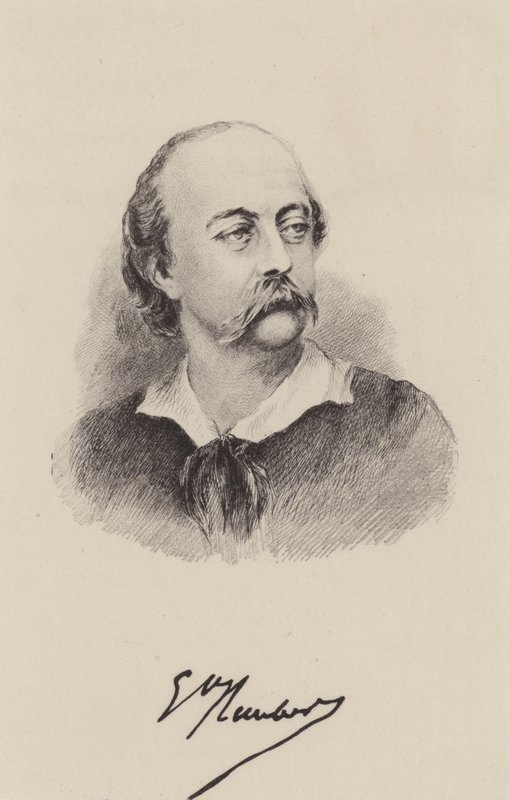 Gustave Flaubert, fransk romanförfattare (gravyr) av French School