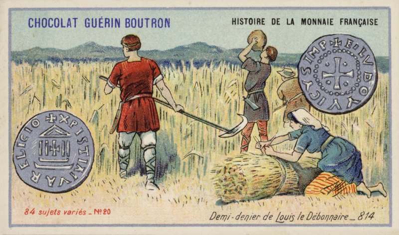 Halv förnekare av Ludvig den fromme, 814 (chromolitho) av French School