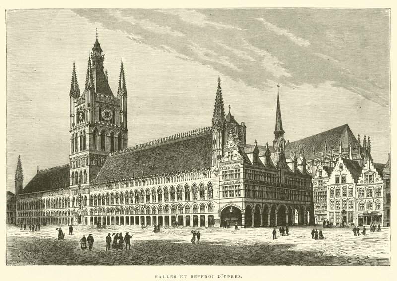 Ypres salar och klockstapel (gravyr) av French School
