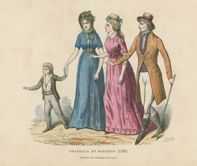 Hattar och huvar, 1796 av French School