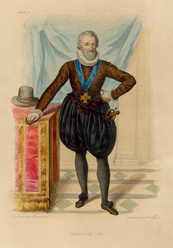 Henrik IV (färgad gravyr) av French School