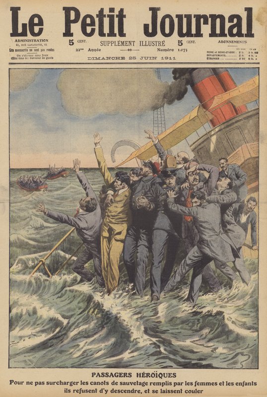 Heroiska passagerare (färg litho) av French School