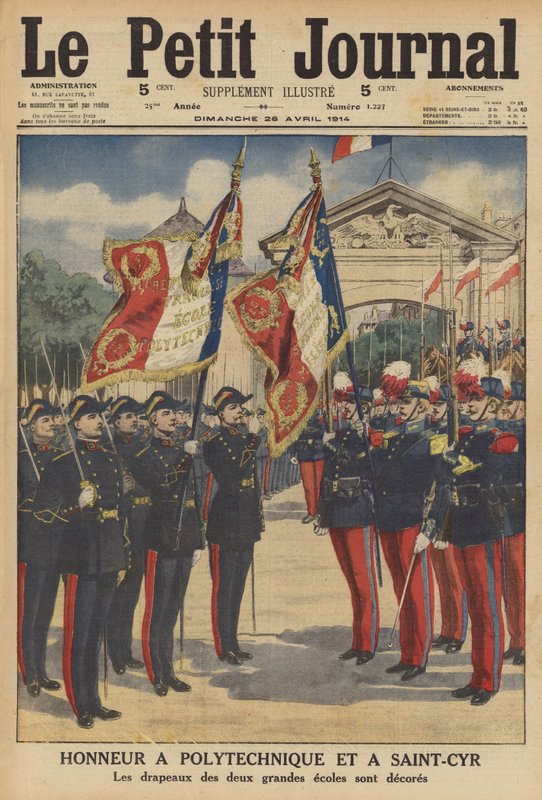 Heder till Ecole Polytechnique och Ecole Speciale Militaire de Saint-Cyr (färg litho) av French School