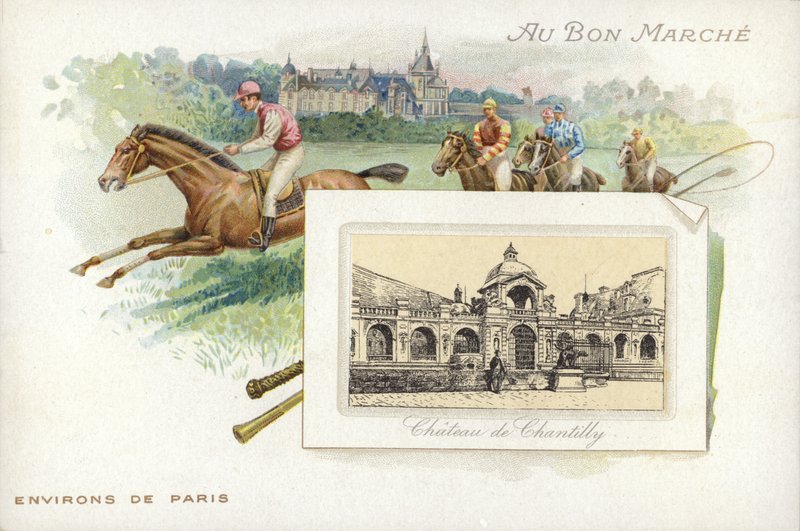 Hästkapplöpning nära Paris, Chateau de Chantilly av French School