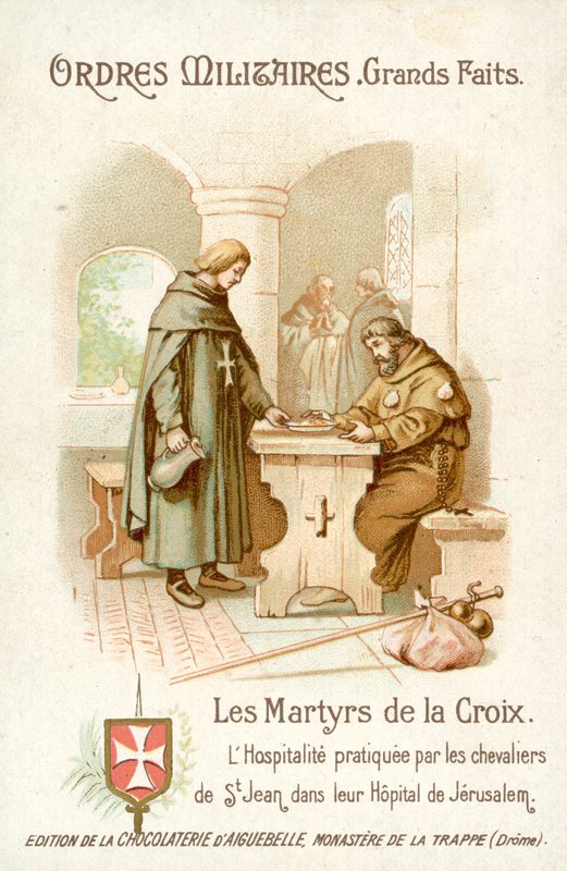 Gästfrihet tillhandahålls av Knights of St John i Jerusalem (chromolitho) av French School