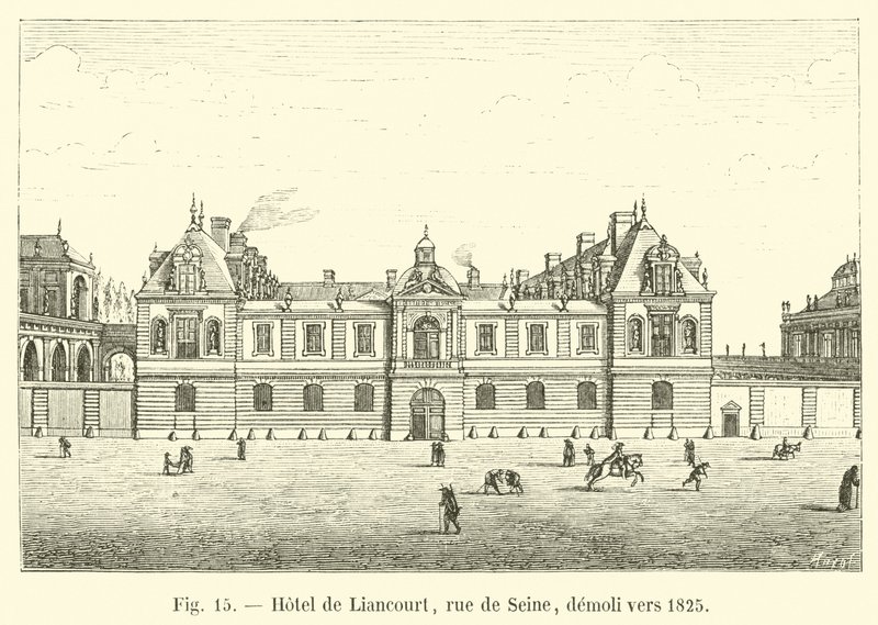 Hôtel de Liancourt, rue de Seine, revs omkring 1825 av French School