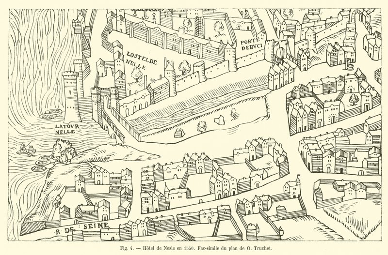 Hotel de Nesle 1550, fax på kartan över O Truchet av French School