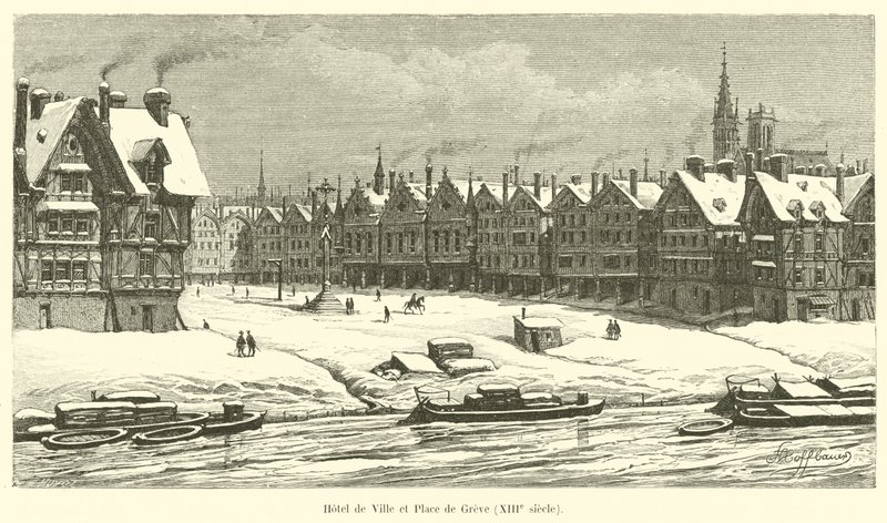 Rådhuset och Place de Greve, 1200-talet av French School