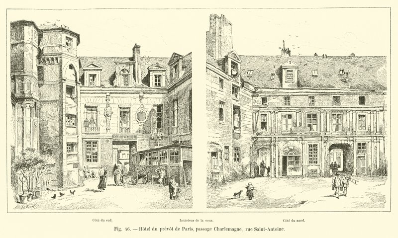 Hotel du prevot i Paris, passage Charlemagne, rue Saint-Antoine av French School