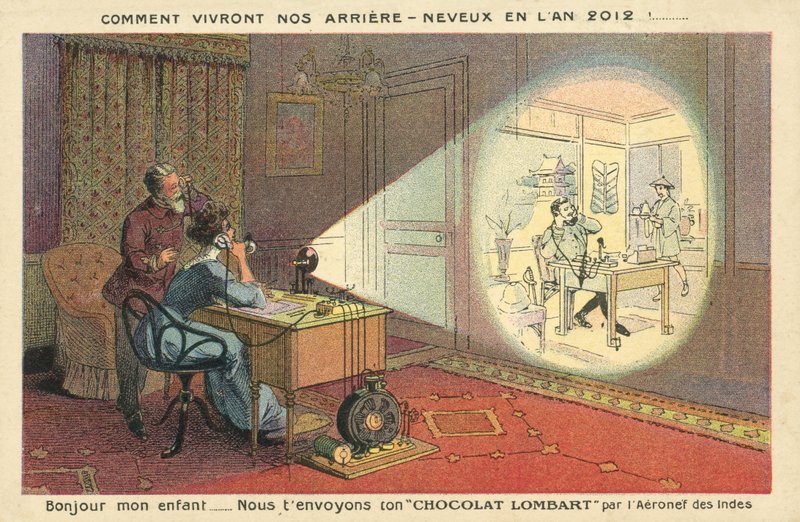 Hur människor kommer att leva 2012 (färg litho) av French School