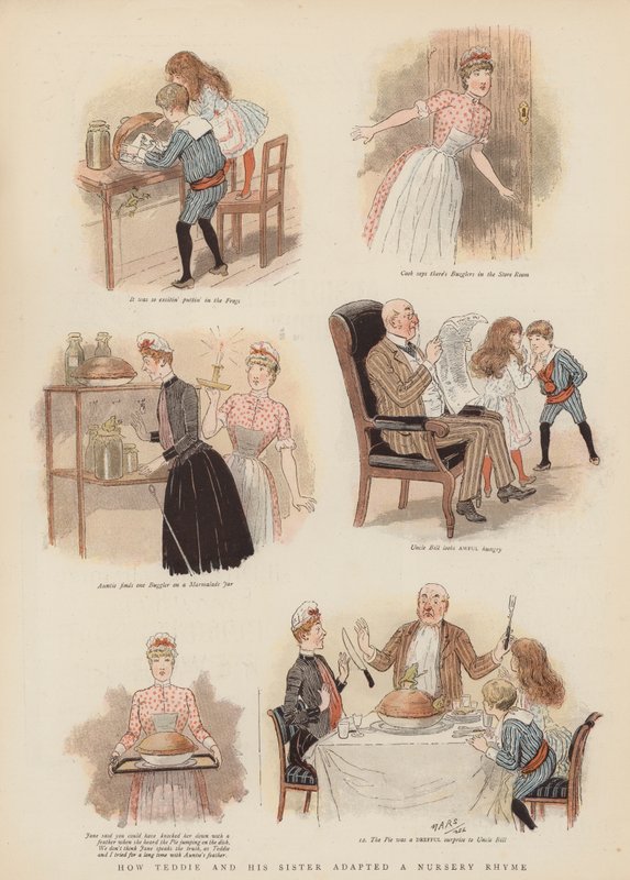 Hur Teddie och hans syster bearbetade en Nursery Rhyme (chromolitho) av French School