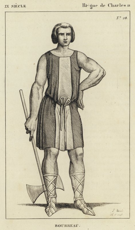 IX-talet, Karl II:s regeringstid, bödel (gravyr) av French School