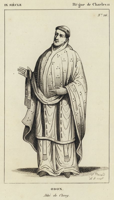 IX-talet, Karl II:s regeringstid, Odon, Abbe de Cluny (gravyr) av French School