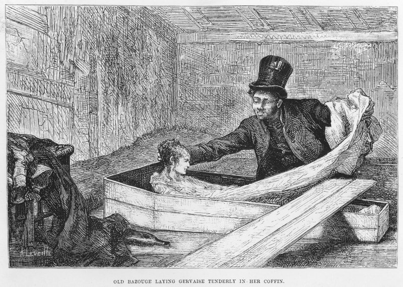 Illustration till The Assommoir, A Realistic Novel, av Emile Zola (gravyr) av French School