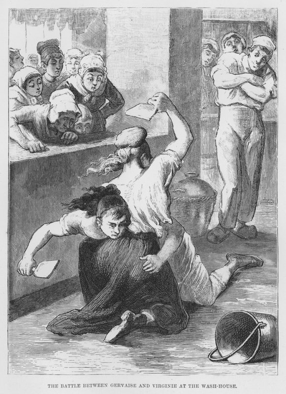 Illustration till The Assommoir, A Realistic Novel, av Emile Zola (gravyr) av French School