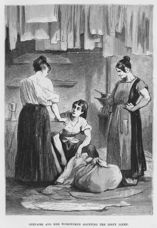 Illustration till The Assommoir, A Realistic Novel, av Emile Zola (gravyr) av French School
