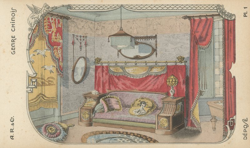 Illustration från inredningsproduktkatalog från A R & Cie, Frankrike av French School